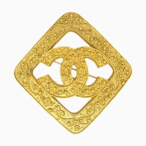 CHANEL Rhombus Brooch Pin Gold 94A 132718