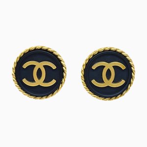 Boucles d'Oreilles Boutons Chanel Noir 95P 110788, Set de 2