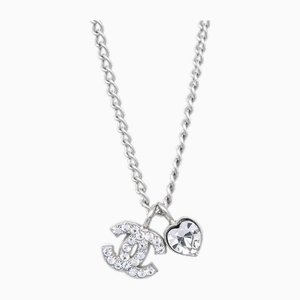 Colgante de collar con cadena de diamantes de imitación de plata de Chanel