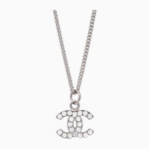Colgante de collar con cadena de diamantes de imitación de plata de Chanel