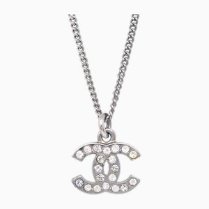 Silver Rhinestone Chain Necklace Pendant from Chanel