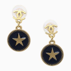 Star Dangle Piercing Earrings in Black from Chanel, Set of 2