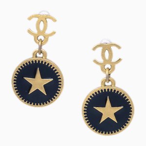 Star Dangle Piercing Earrings in Black from Chanel, Set of 3
