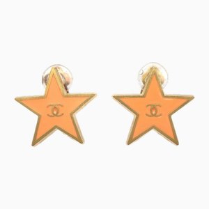 Boucles d'Oreilles Clip-On Étoile Orange de Chanel, Set de 3