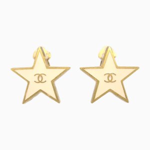 Clip-On White Star Earrings from Chanel, Set of 4
