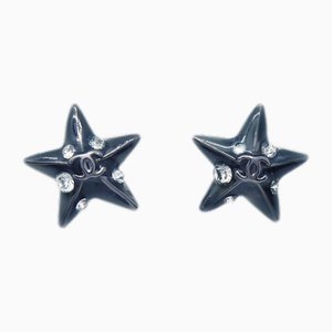 Boucles d'Oreilles Clip-On Étoile Noires de Chanel, Set de 7