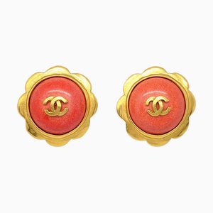 Chanel Stone Earrings Clip-On Pink 97P 113270, Set of 2