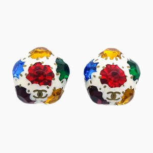 Chanel Stone Earrings White Clip-On 98P 141336, Set of 2