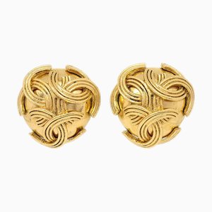 Chanel Triple Cc Logos Earrings Clip-On Gold 94A 62398, Set of 2