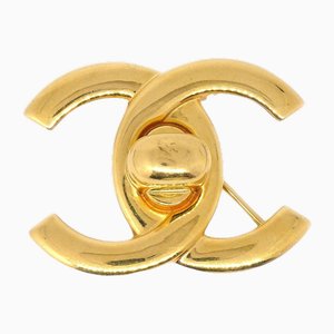 Gold-Plated Turnlock Brooch from Chanel