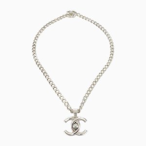 Silver Turnlock Chain Necklace from Chanel