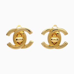 Chanel Turnlock Earrings Clip-On Gold Small 95A 120617, Set of 2