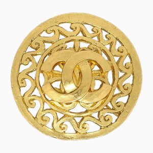 Gold Fretwork Paisley Brooch Pin from Chanel, 1995