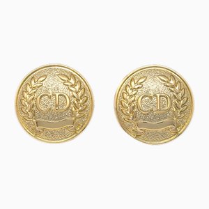 Clip-On Gold Button Earrings by Christian Dior, Set of 2