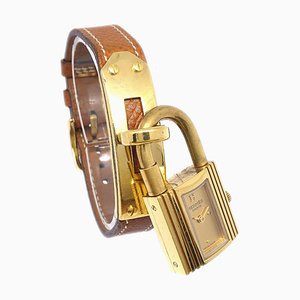 HERMES 1990 Kelly Watch Brown Courchevel 69681