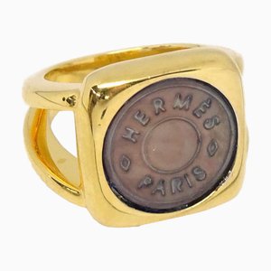 HERMES Corozo Serie Ring #US 6.5 #JP 12 Gold 77946