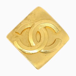 CHANEL★ Rhombus Brooch Pin Gold 96P 52013