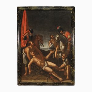 Artista italiano, El martirio de San Lorenzo, 1730, óleo sobre lienzo