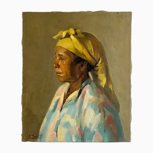 E. Rosselli, Femme au turban jaune, Huile sur Toile