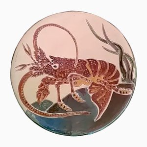 Piatto a forma di aragosta vintage in ceramica di Puigdemont