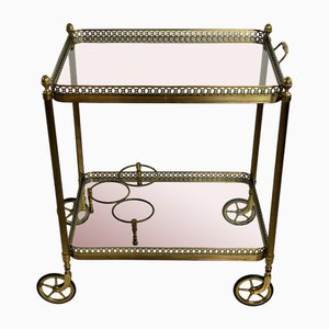 Mid-Century Bar Cart in Brass and Glass Tops in the style of Paolo Buffa, 1950s