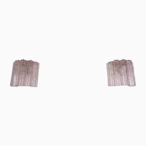 Apliques de pared de tubo de cristal de Murano, años 90. Juego de 2