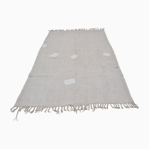 Alfombra Kilim turca de cáñamo blanco, 1960