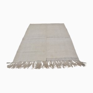 Alfombra vintage de cáñamo blanco, 1960