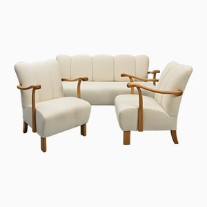 Sofa and Chairs by Jindřich Halabala, 1930s, Set of 3