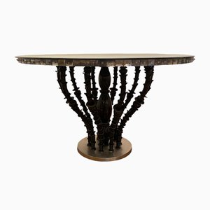 Italienischer Venezianischer Tisch aus schwarzem Rezzonico & silbernem Muranoglas von Simoeng