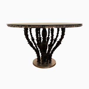 Mesa italiana veneciana Rezzonico en negro y cristal de Murano plateado de Simoeng