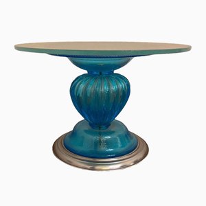 Italian Venetian Blue and Silver Murano Glass Style Coffee Table by Simoeng