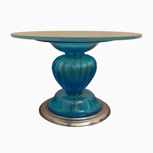 Mesa de centro italiana estilo veneciano en azul y plata de cristal de Murano de Simoeng