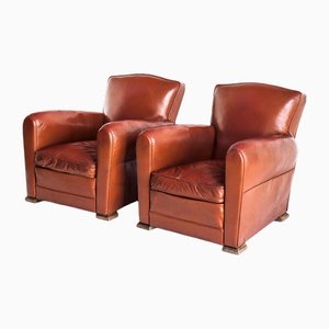 Set of Vintage Club Chairs in Wood and Skay, 1950s