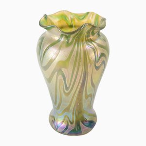 Vase Art Nouveau en Verre Art Nouveau, Autriche attribué à Loetz ou Fritz Heckert