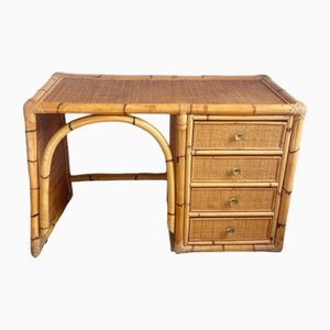 Vintage Spanish Bamboo and Wicker Desk