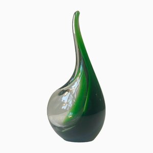 Green Flamingo Orchid Art Glass Vase by Per Lütken for Holmegaard, 1950s