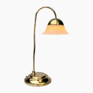 Brass Table Lamp with Opal Glass Shade