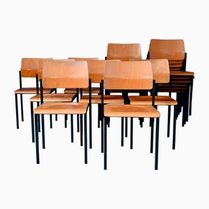 Wooden and Metal Chairs, 1970s, Set of 10