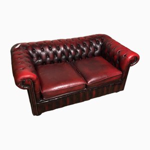 Rotes Vintage Chesterfield Sofa