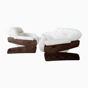 Set of Vintage Brutalist Sofa and Lounge Chair, 1970s