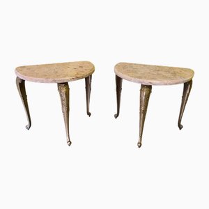 Side Tables with Light Rose Colored Marble Tops, 1960s, Set of 2