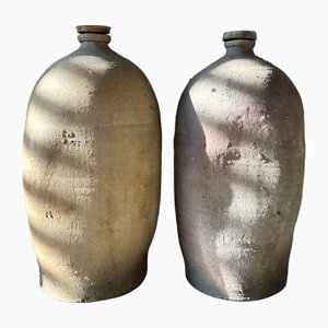 Antique Ceramic Bottles, 1940s, Set of 2