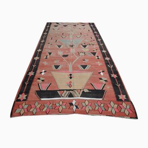 Vintage Turkish Pink Wool Kilim Rug, 1960s