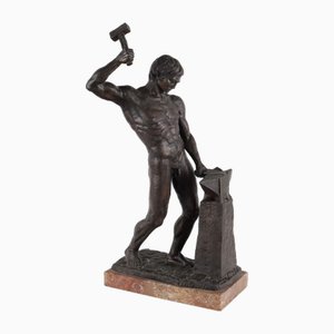 Figura in bronzo del fabbro nudo maschile di Giannetti