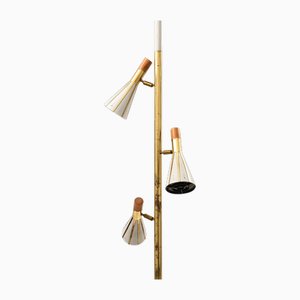 Floor Lamp in Brass and White Lacquered Metal, 1960s