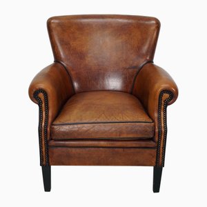 Vintage Dutch Cognac Colored Leather Club Chair