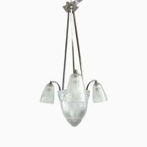 Art Deco Chandelier Hanging Lamp attributed to Maynadier, 1930s