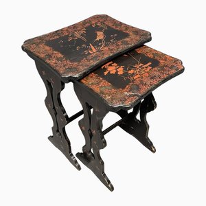 SBlack Painted Side Tables, 1920s, Set of 2