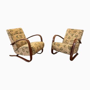 Green Relax Chairs by J. Halabala for Thonet, Set of 2